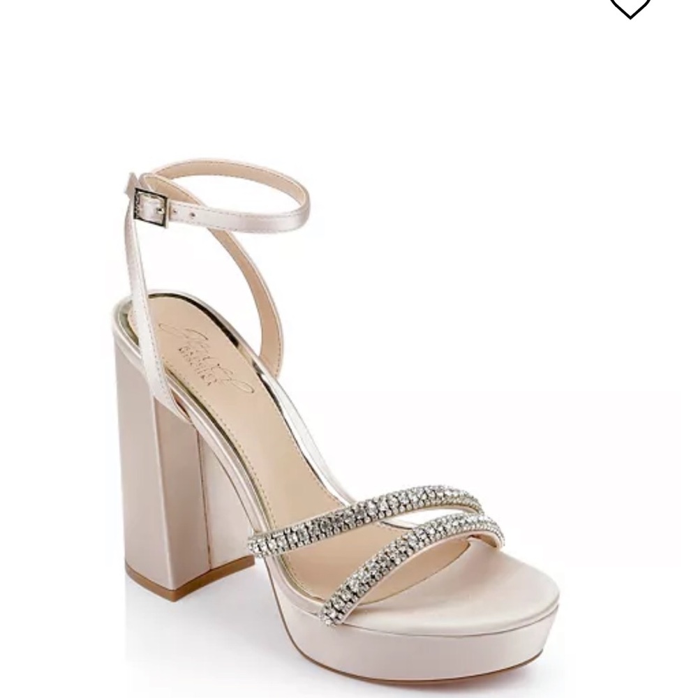 Jewel Badgley Mischka Rochel Platform Block Heel Sandal, champagne color, size 8
